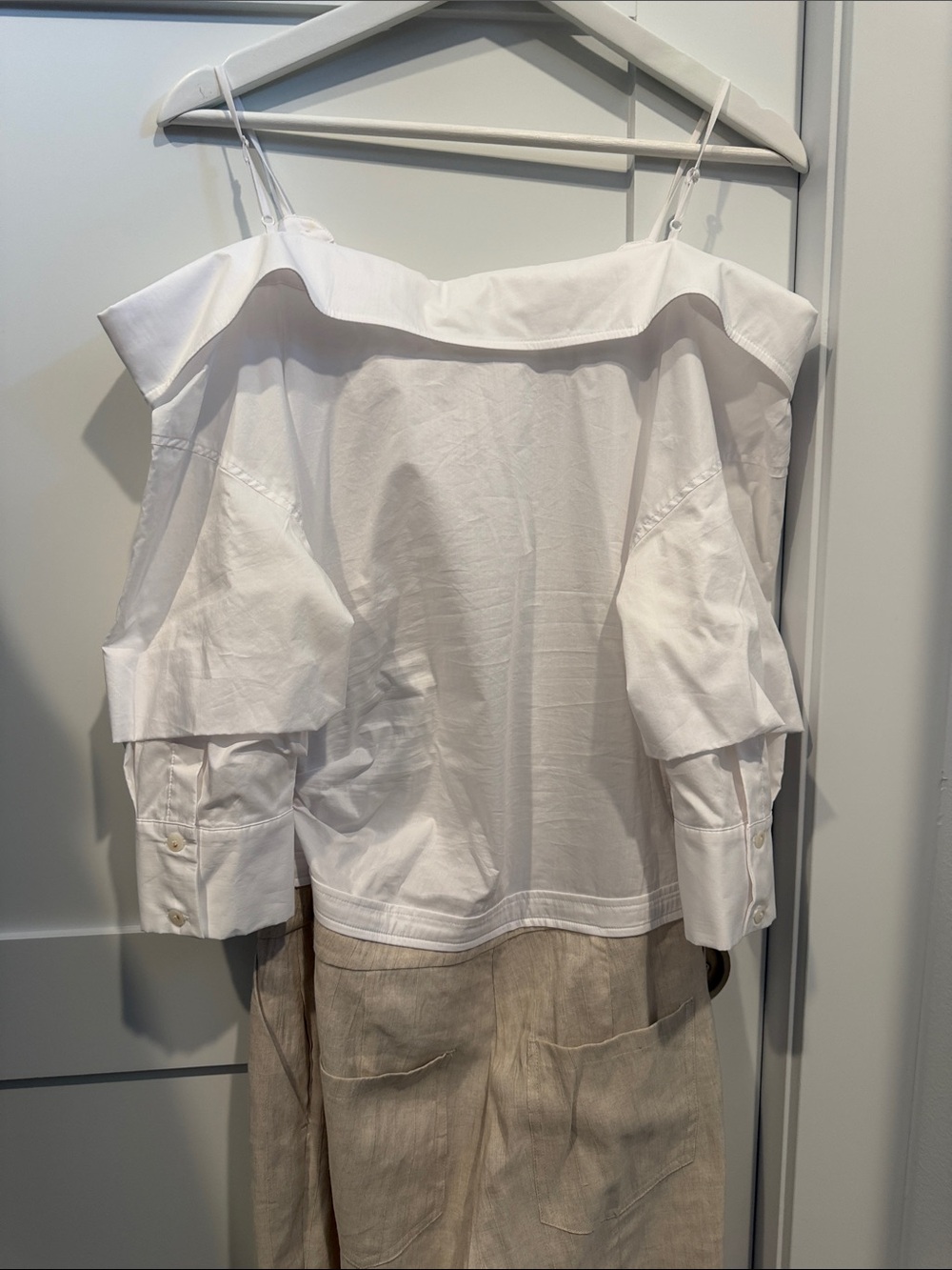 Jonathan Simkhai White & Beige Off-Shoulder Jumpsuit - Picture 5 of 10